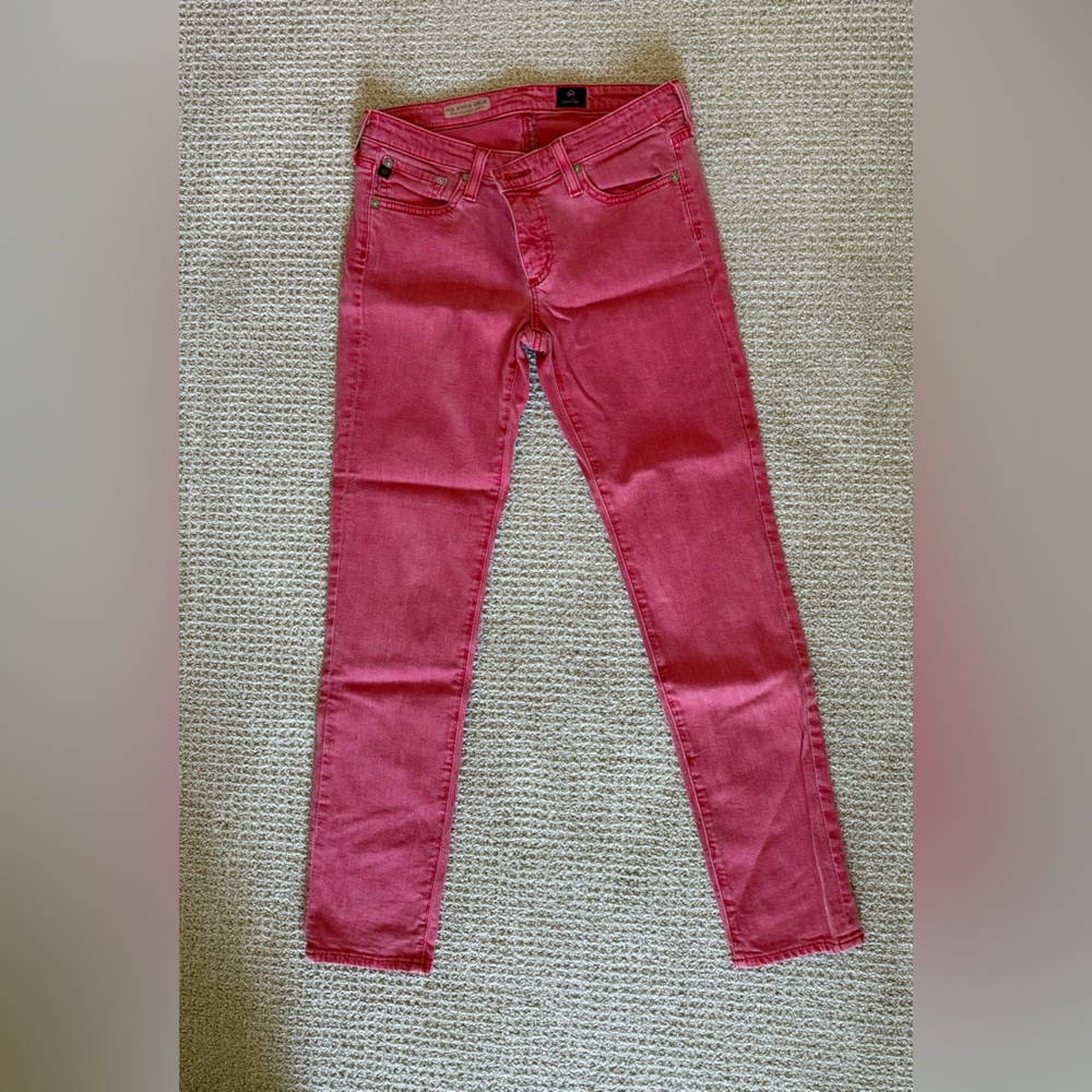 AG Adriano Goldschmied Women's The Stevie Ankle Slim Straight Ankle Red Jeans